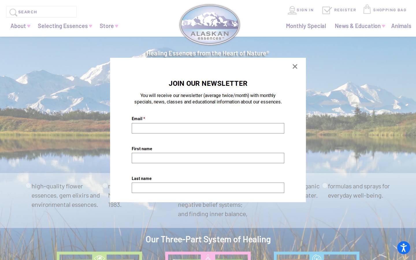 alaskanessences.com homepage screenshot