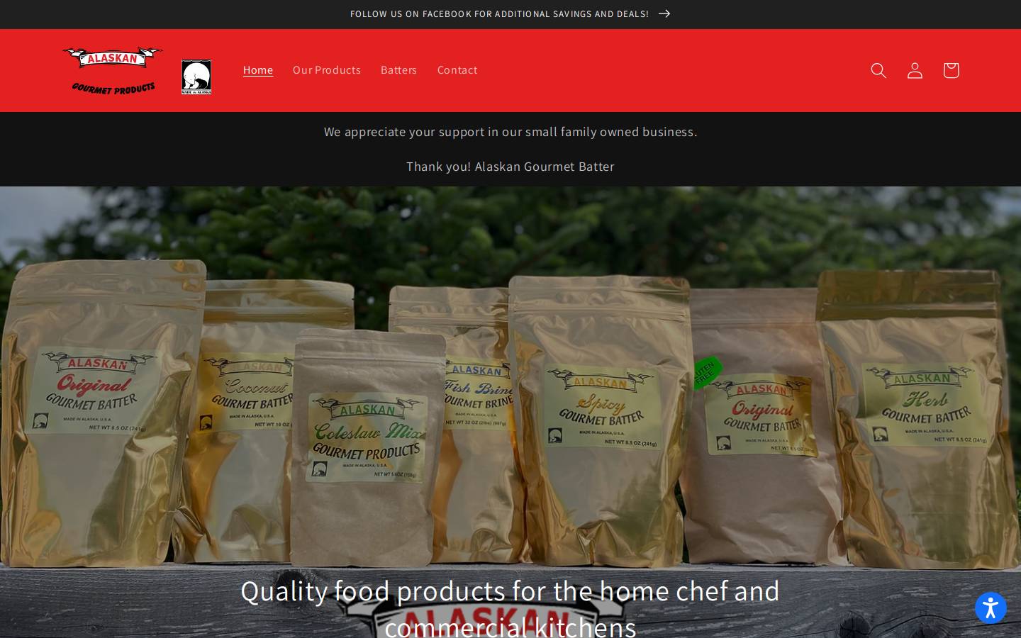 alaskangourmetbatter.com homepage screenshot