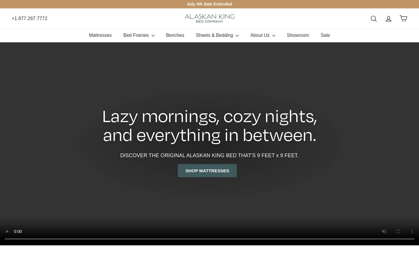 alaskanmattress.com homepage screenshot