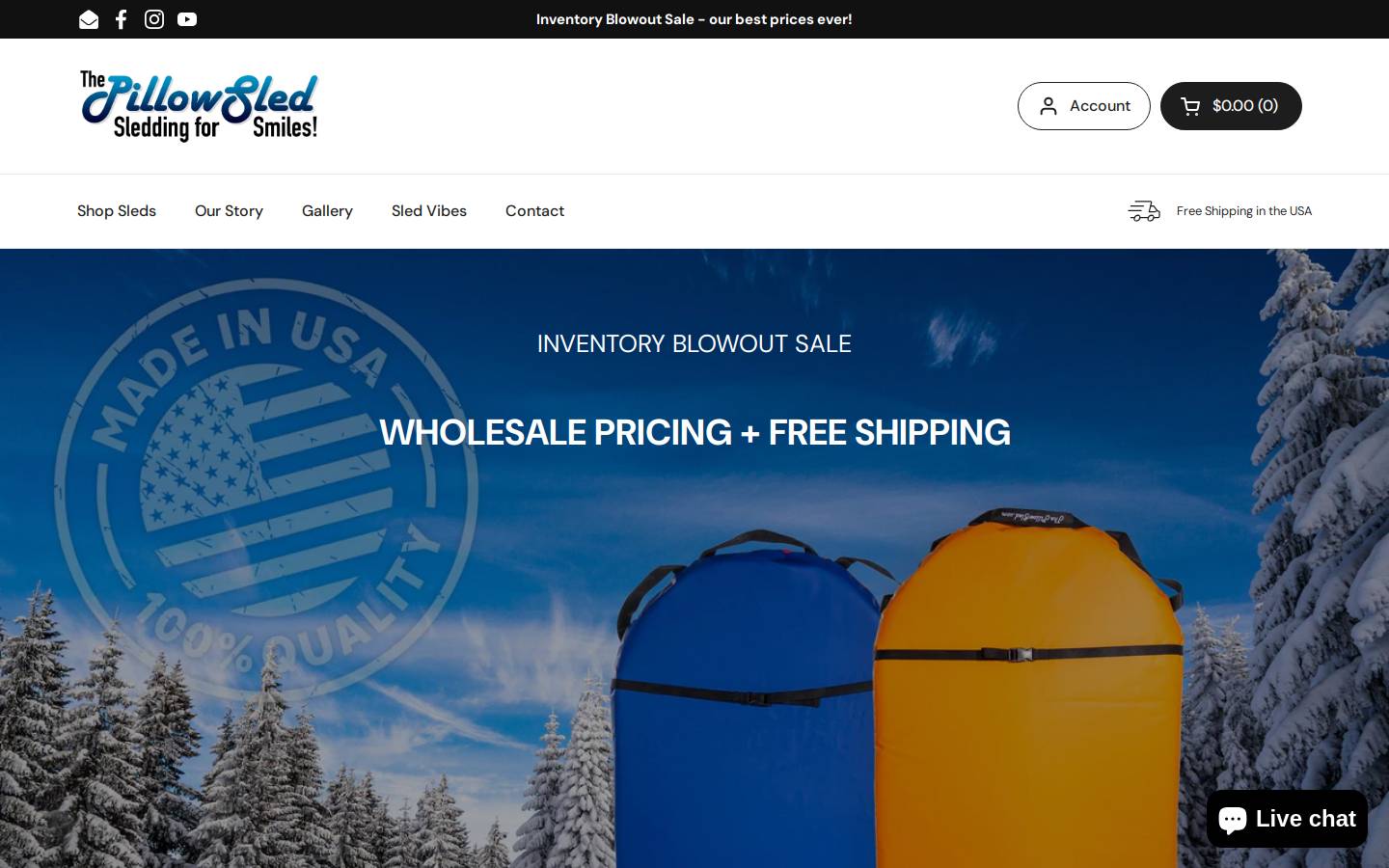 alaskanpillowsled.com homepage screenshot