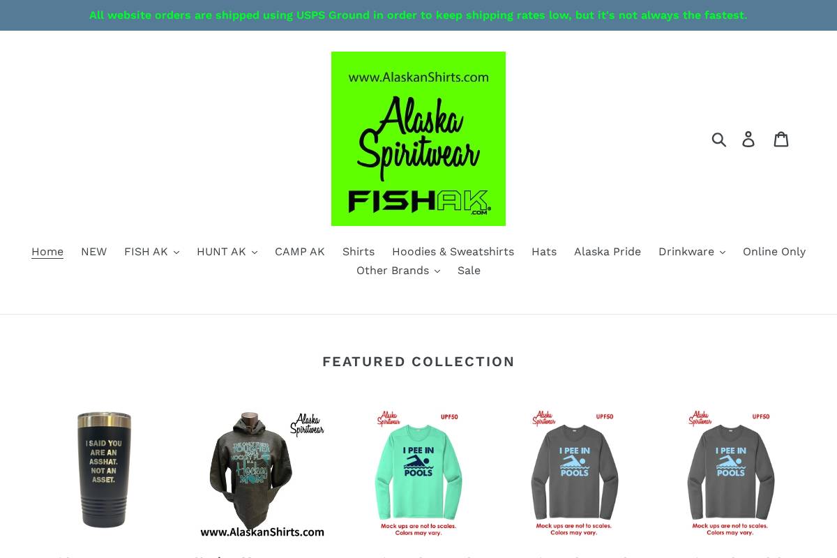 alaskanshirts.com homepage screenshot