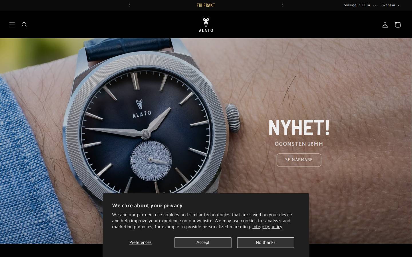 ALATO Watches homepage screenshot
