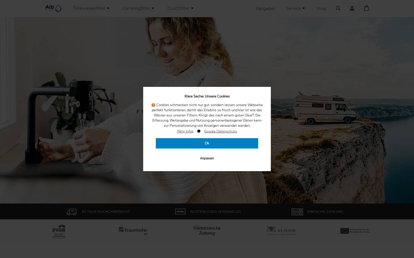 Alb Filter homepage screenshot