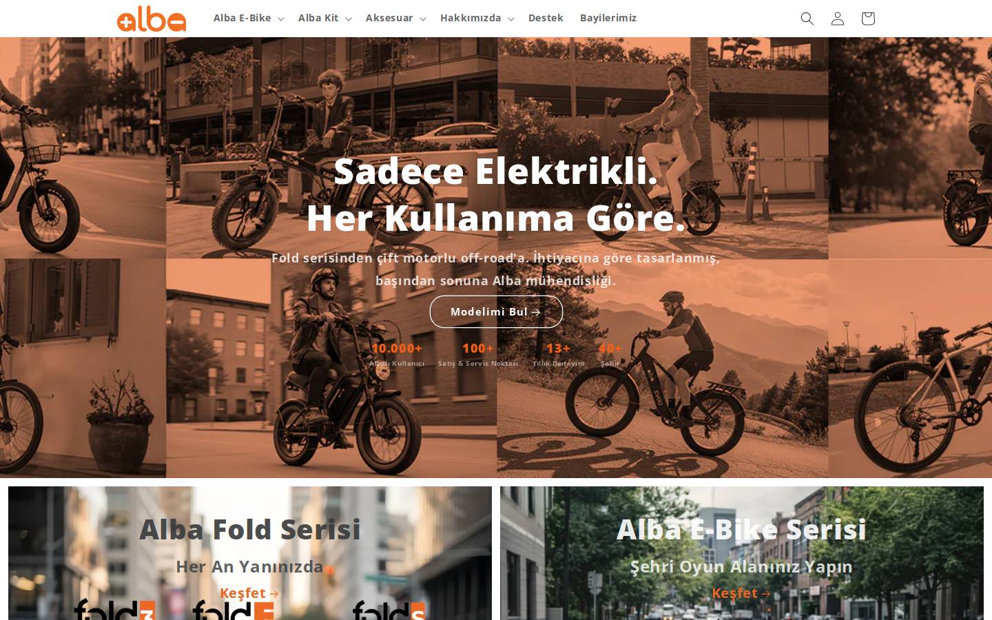 alba-ebikes.com homepage screenshot