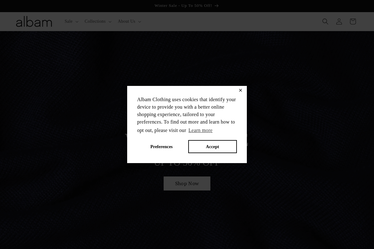 Albam Clothing homepage screenshot