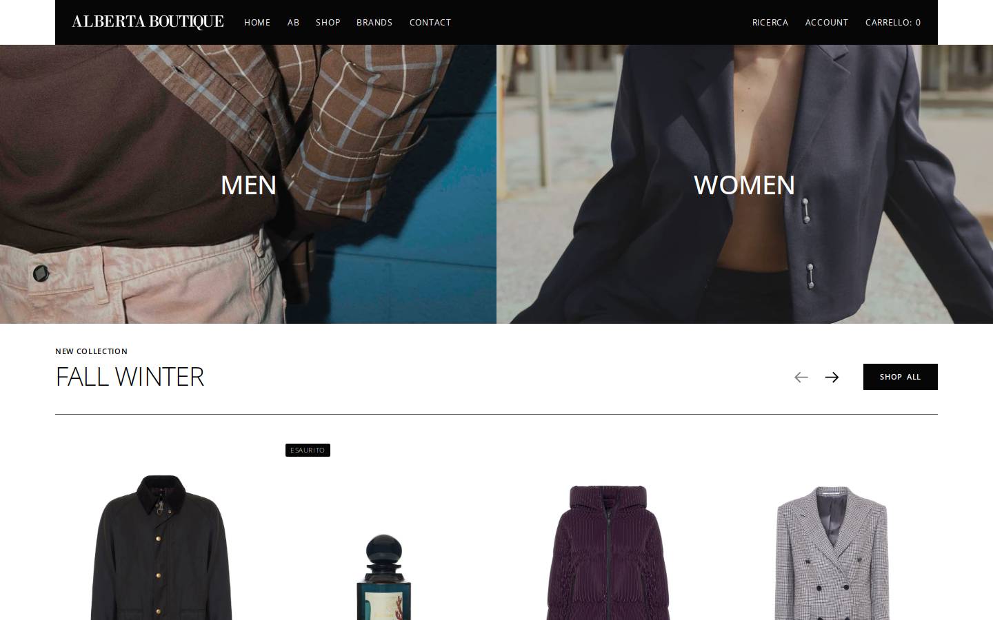 albertaboutique.it homepage screenshot