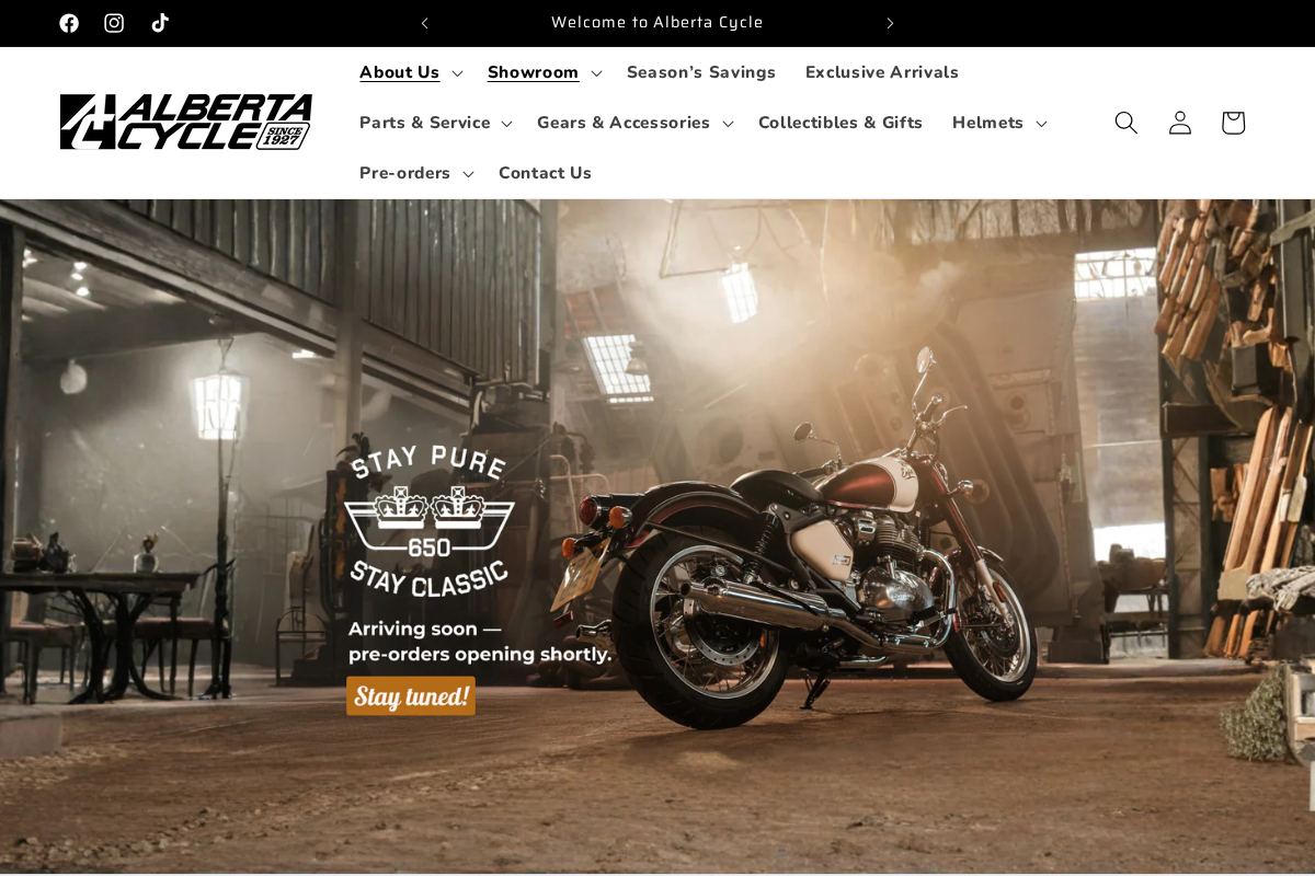 Alberta Cycle Motorsports homepage screenshot