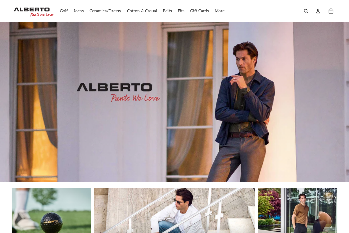 Alberto-pants-USA homepage screenshot