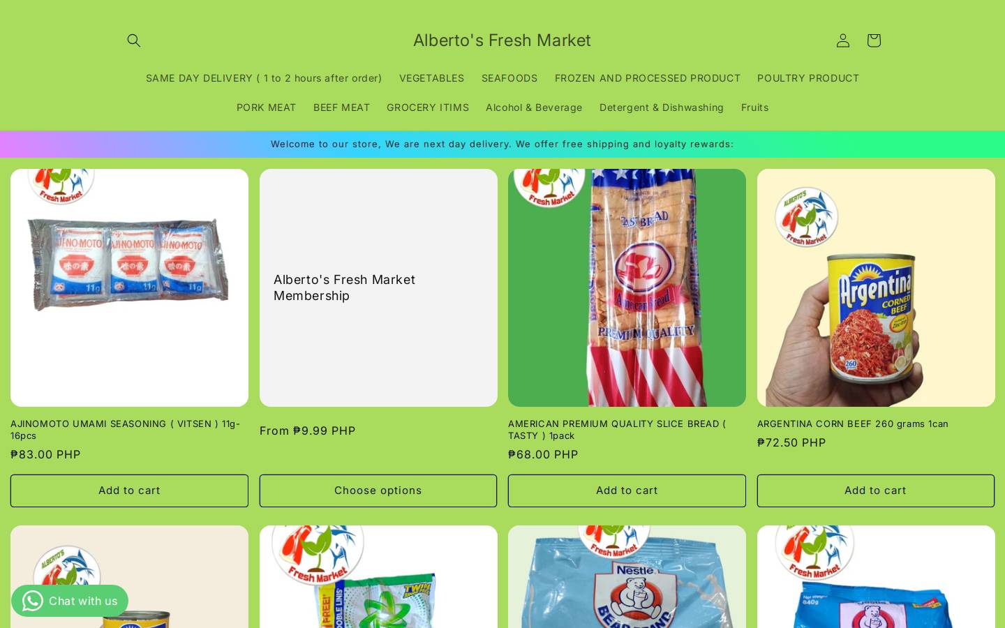 albertosfreshmarket.com homepage screenshot