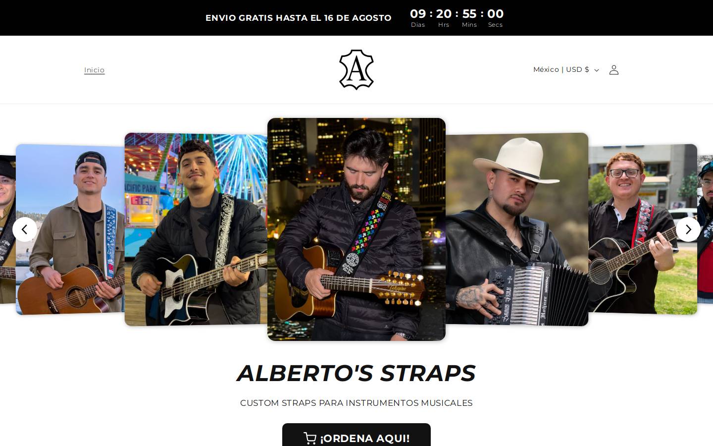 albertosstraps.com homepage screenshot