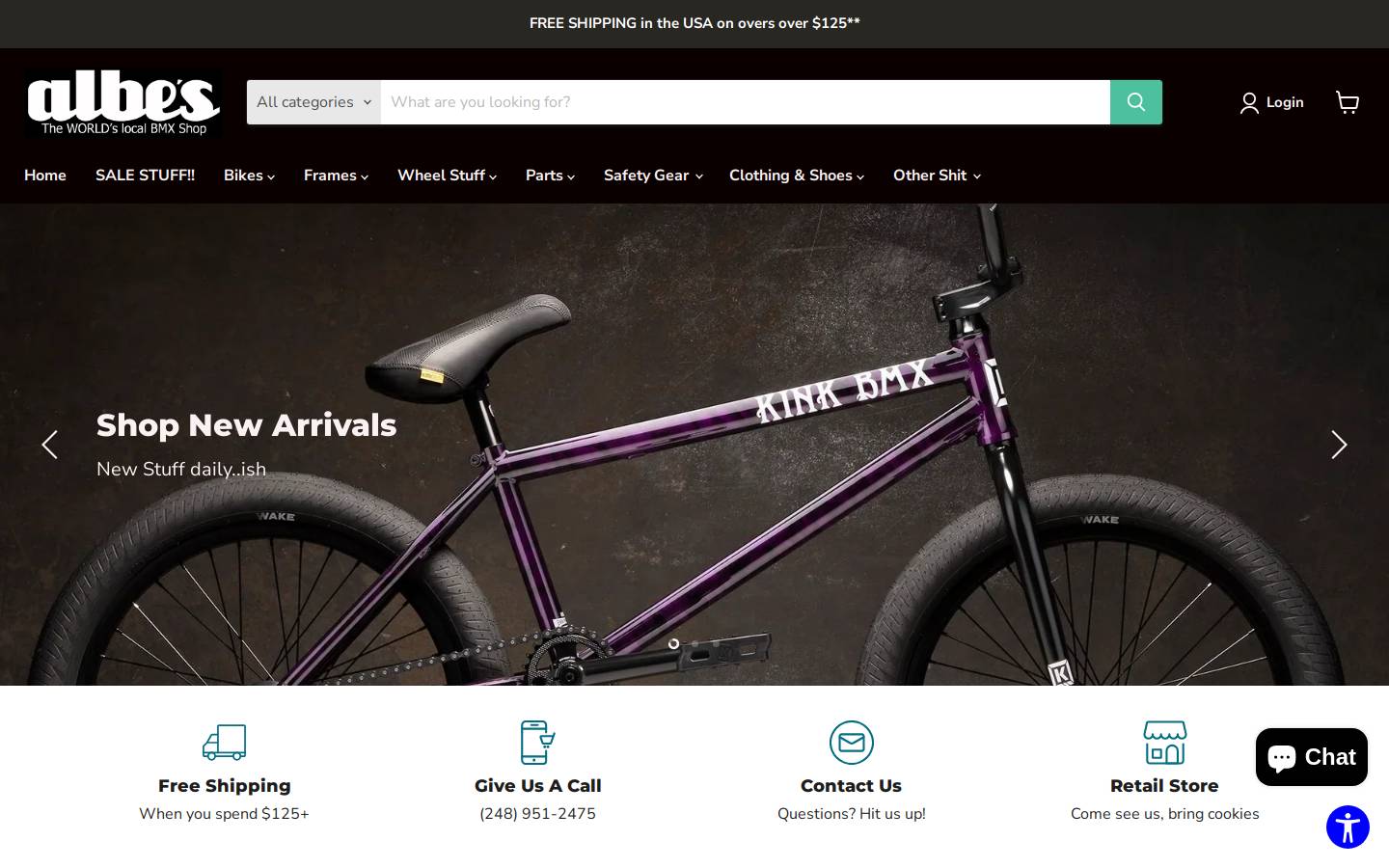 Albe's BMX homepage screenshot