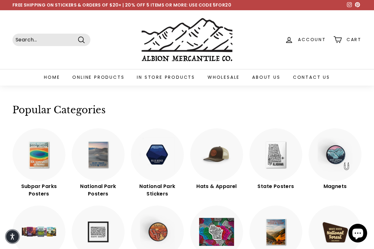 albionmercantile.com homepage screenshot