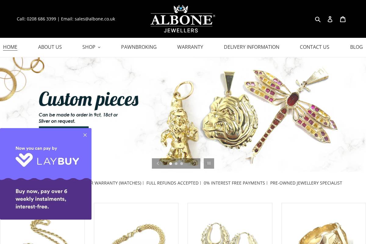 Albone homepage screenshot