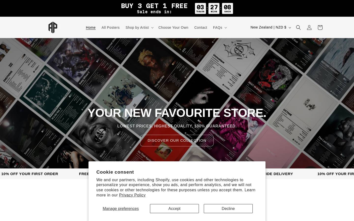 Albumposters homepage screenshot