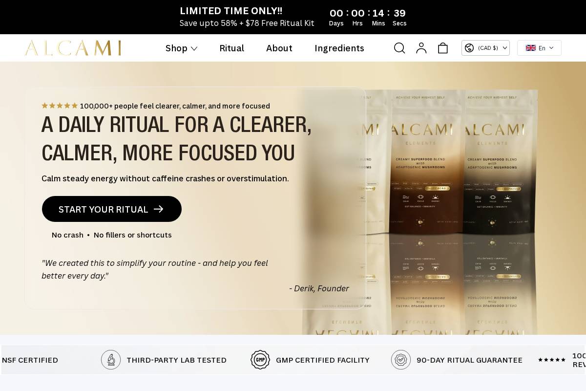 Alcamielements homepage screenshot