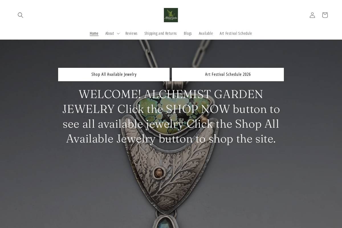 alchemistgarden.com homepage screenshot