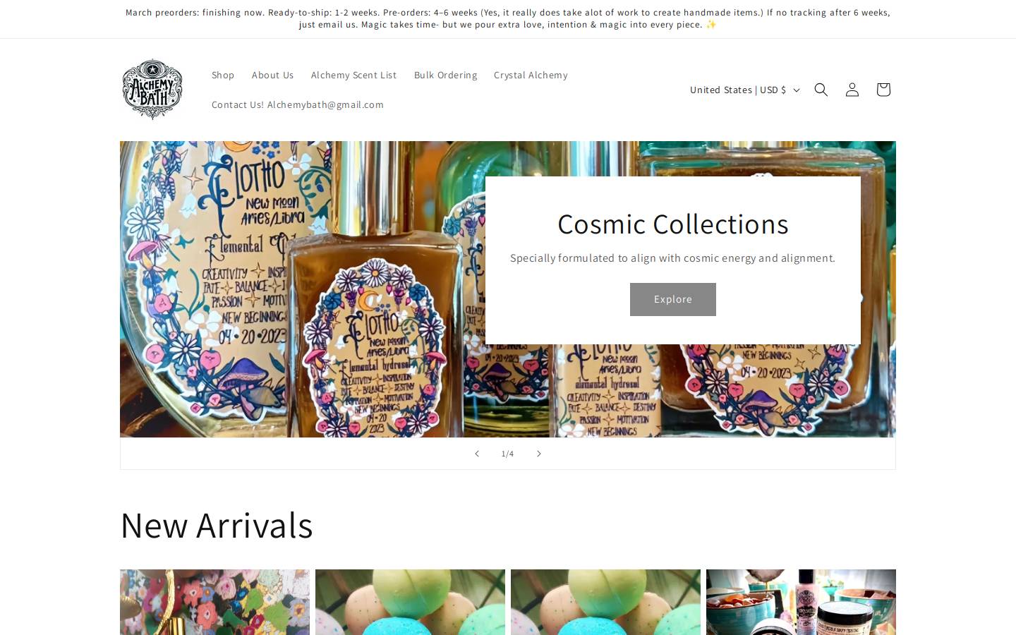 alchemybath.com homepage screenshot