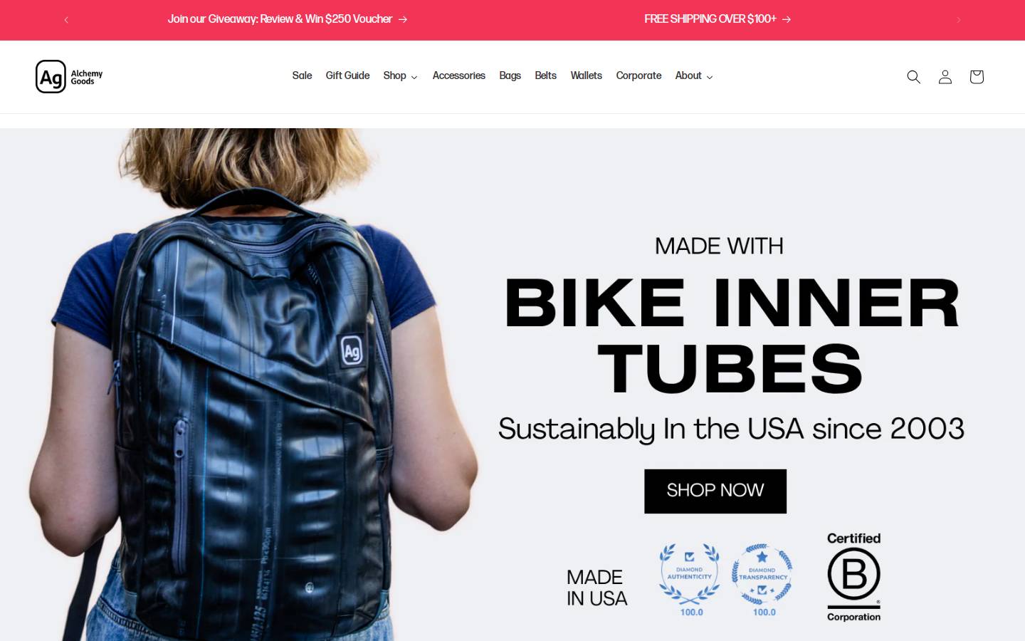 Alchemy Goods homepage screenshot