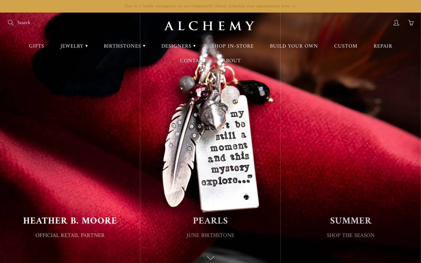 alchemyjeweler.com homepage screenshot
