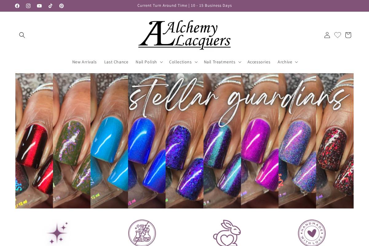 alchemylacquers.com homepage screenshot