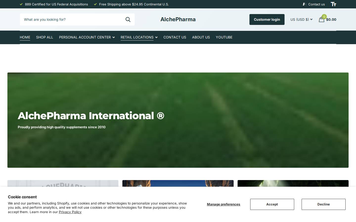 alchepharma.biz homepage screenshot