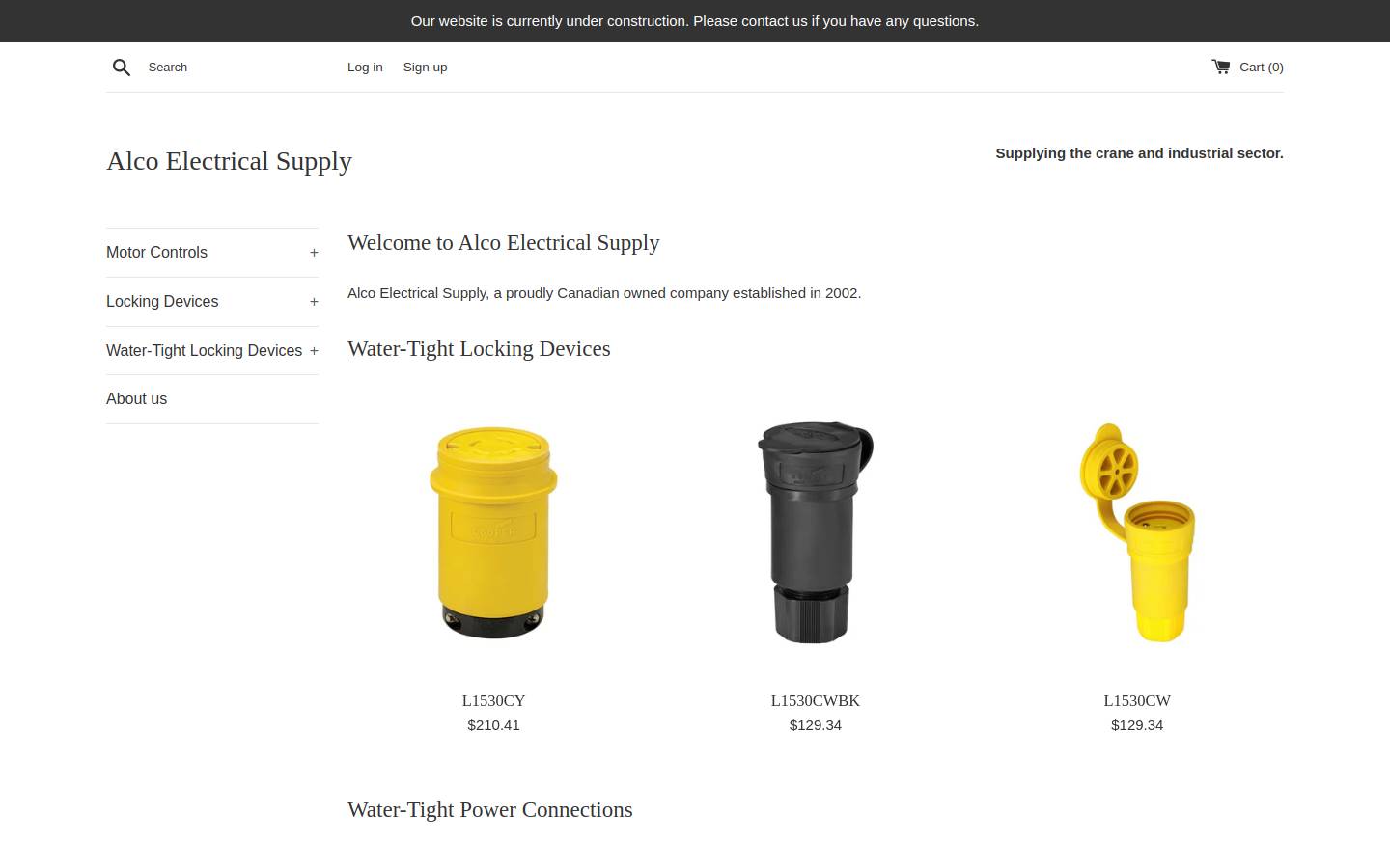 alcoelectricalsupply.com homepage screenshot