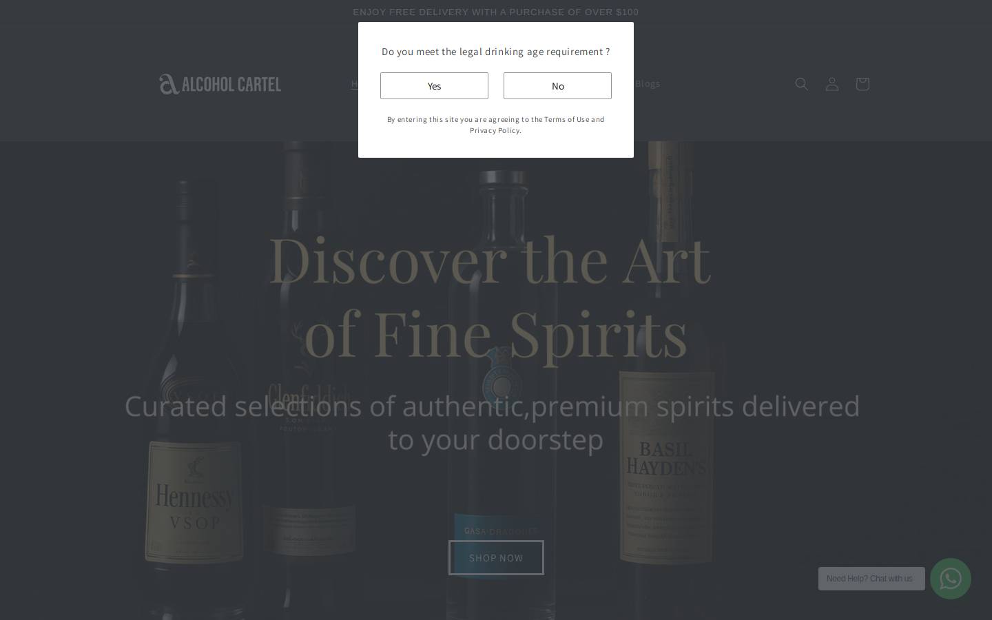 Alcoholcartel homepage screenshot