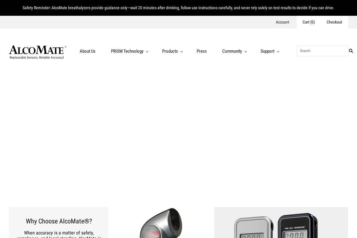 alcomate.net homepage screenshot
