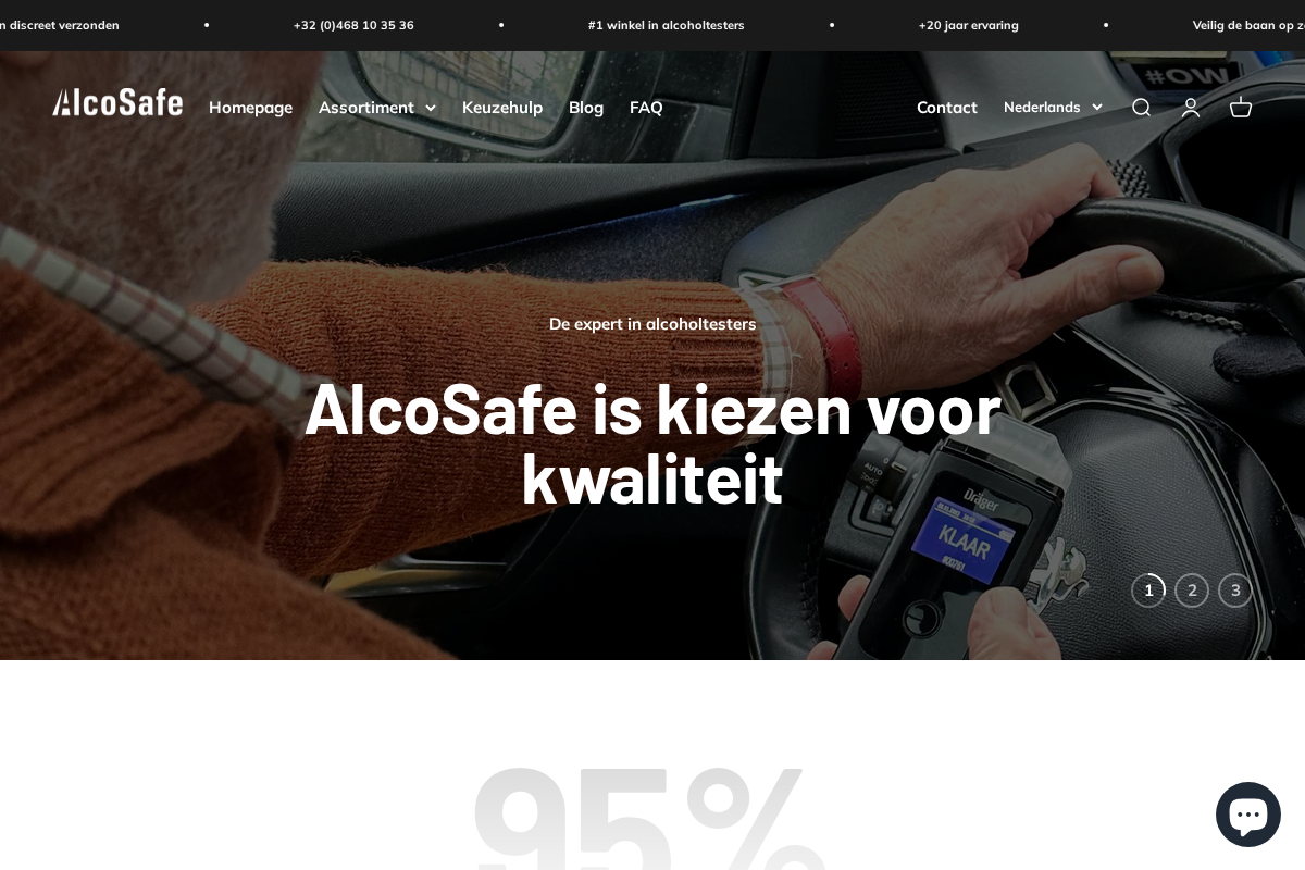 Alcosafe homepage screenshot