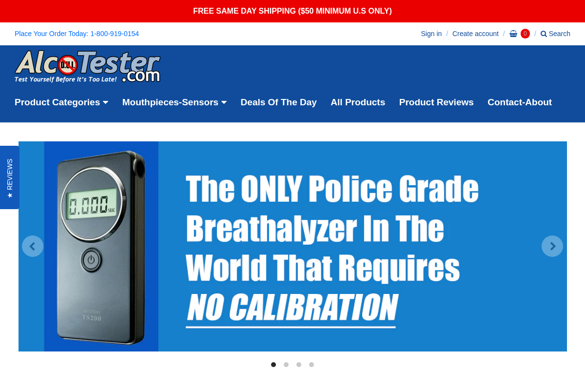 alcotester.com homepage screenshot