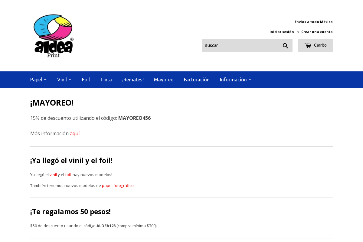 Aldeaprint homepage screenshot