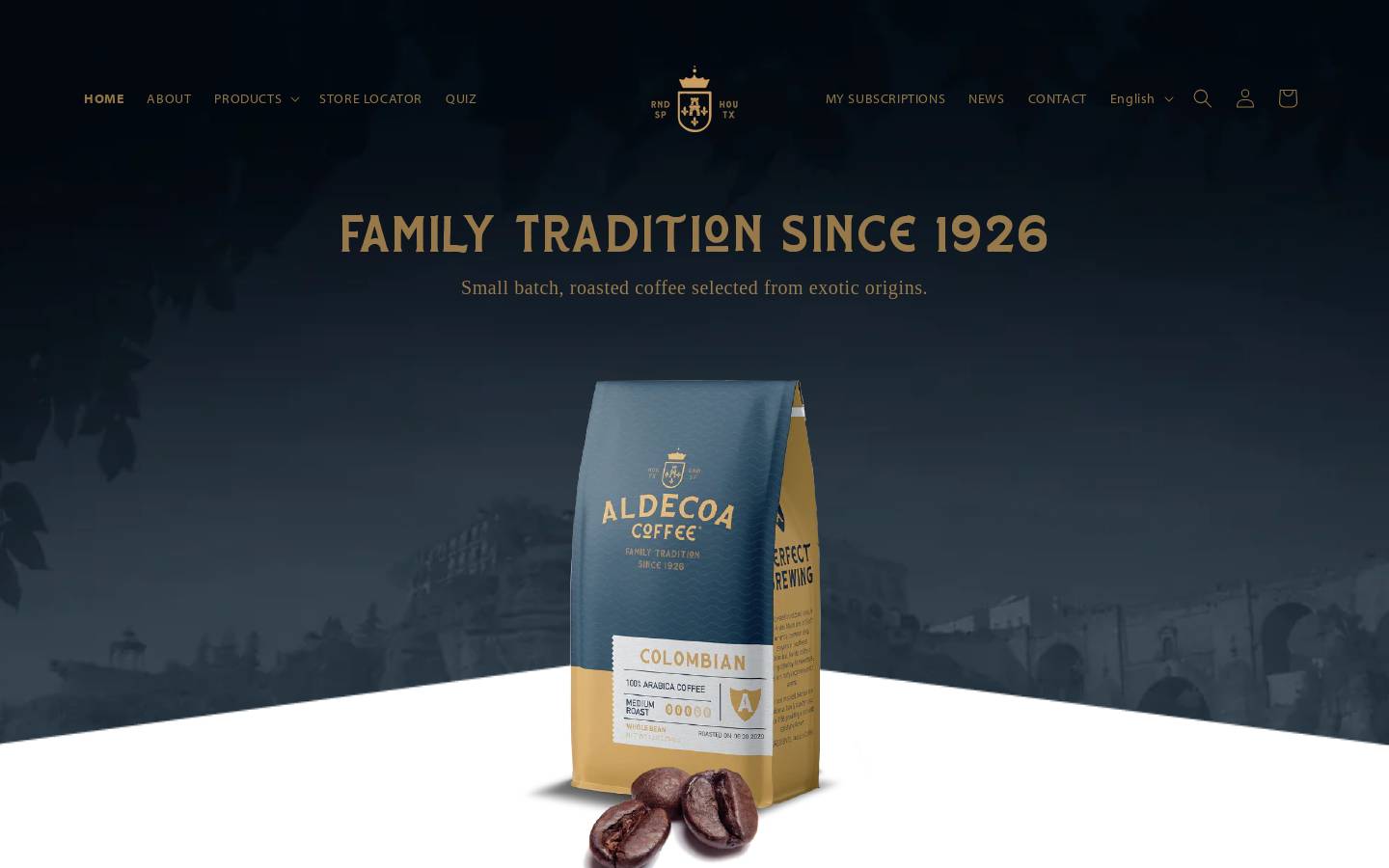 aldecoacoffee.com homepage screenshot