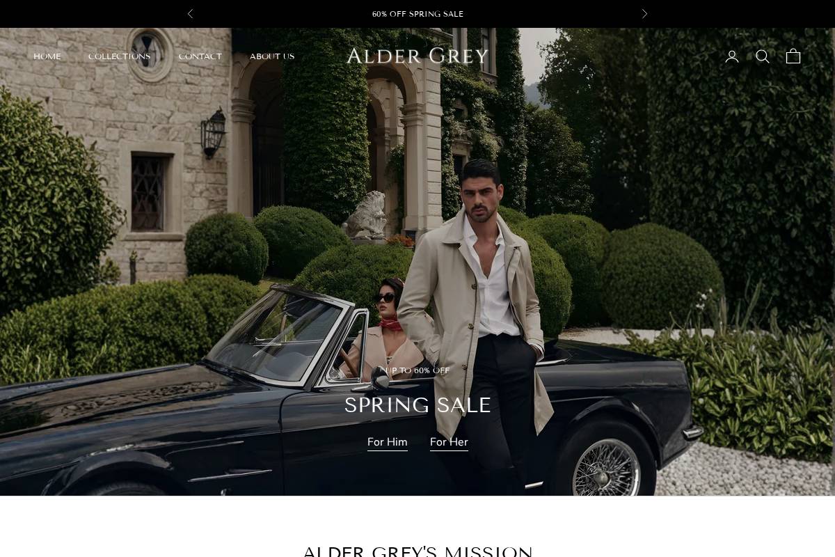 Aldergrey homepage screenshot