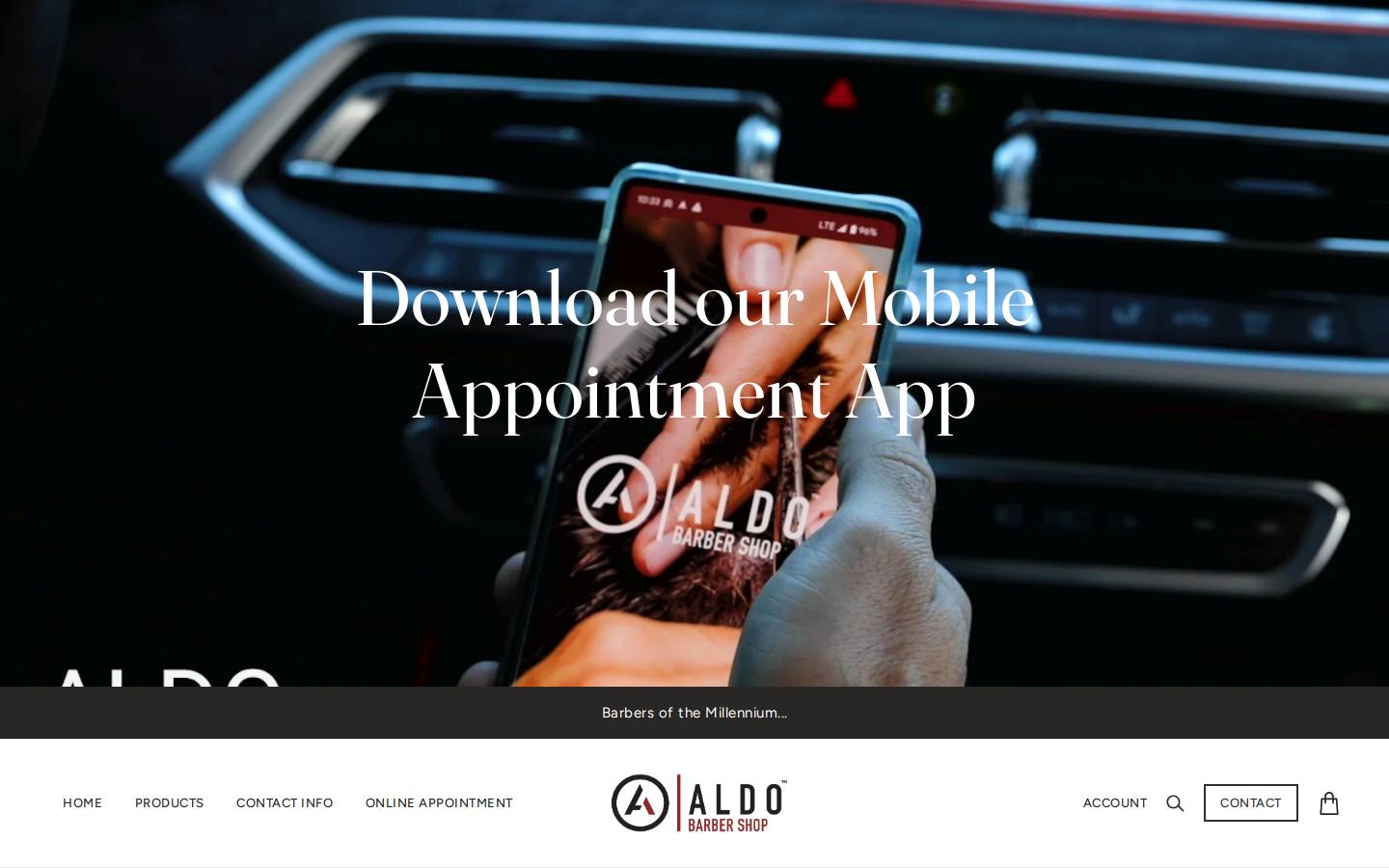 aldobarbershops.com homepage screenshot