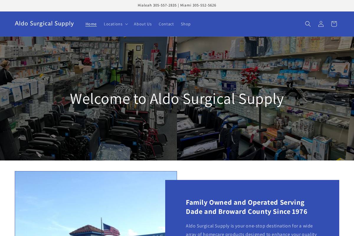 aldosurgicalsupply.com homepage screenshot