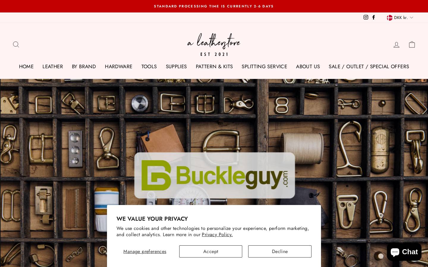 Aleatherstore homepage screenshot