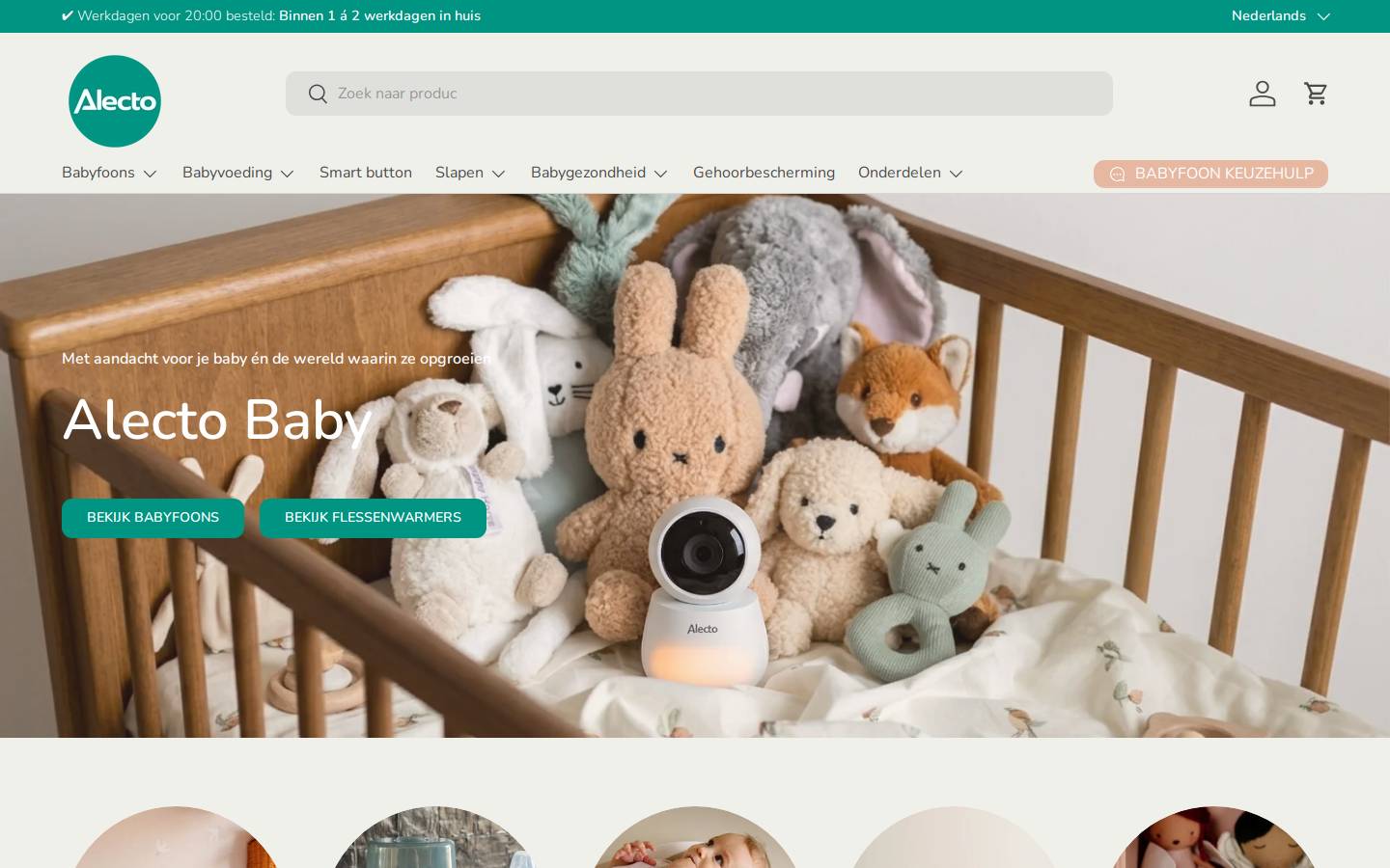 Alecto Baby homepage screenshot