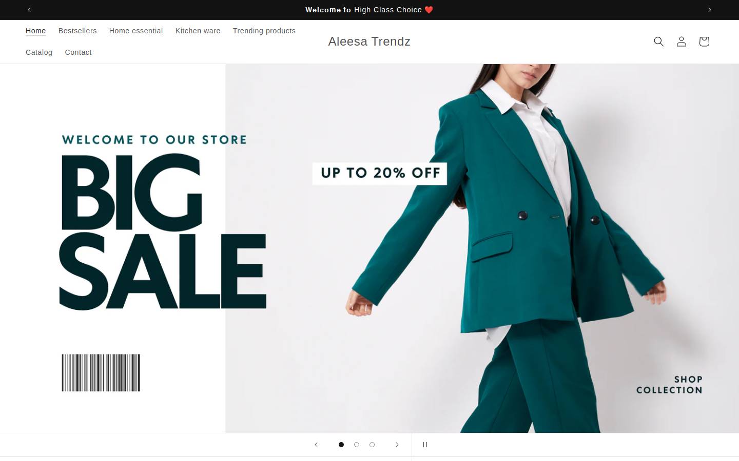 aleesatrendz.shop homepage screenshot