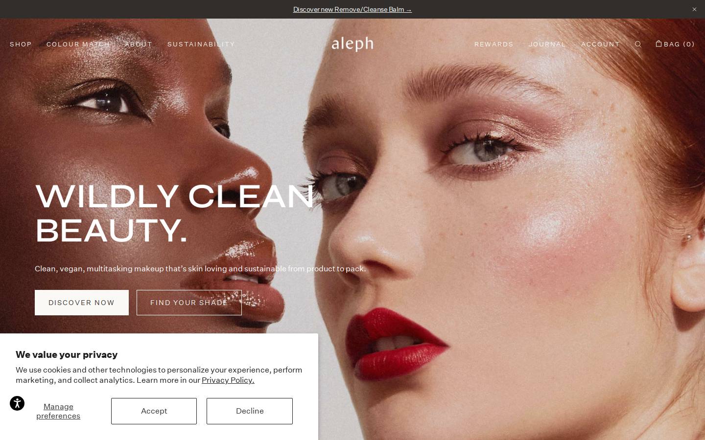 alephbeauty.com homepage screenshot