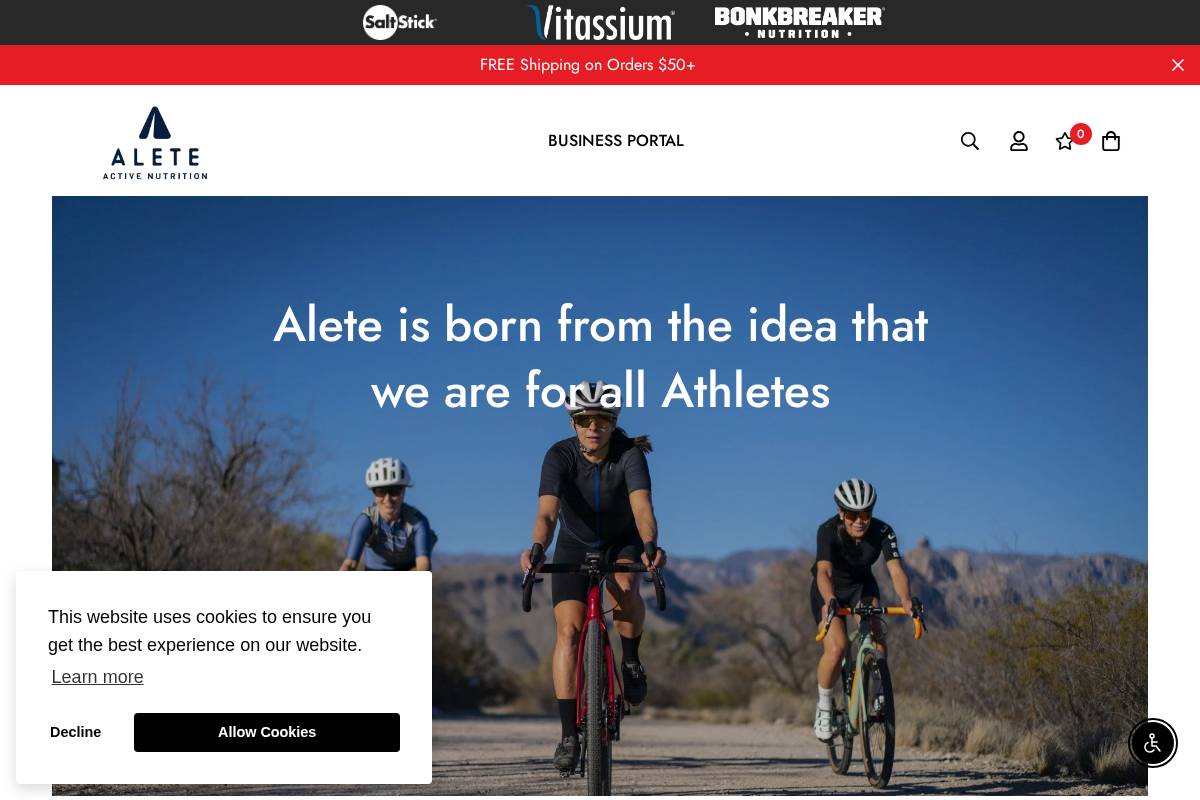 aletenutrition.com homepage screenshot