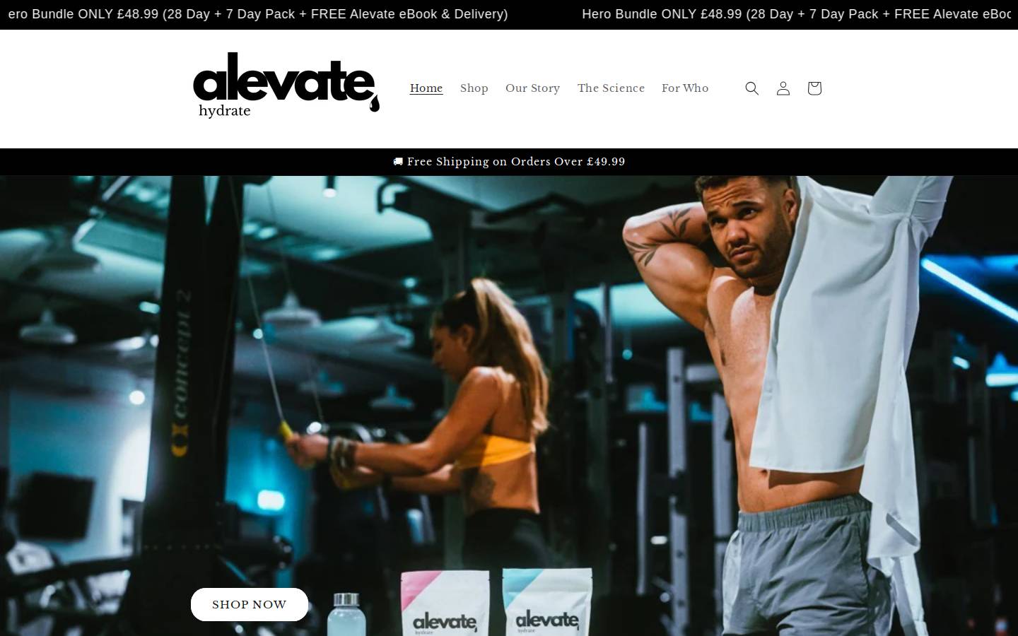alevatehydrate.com homepage screenshot