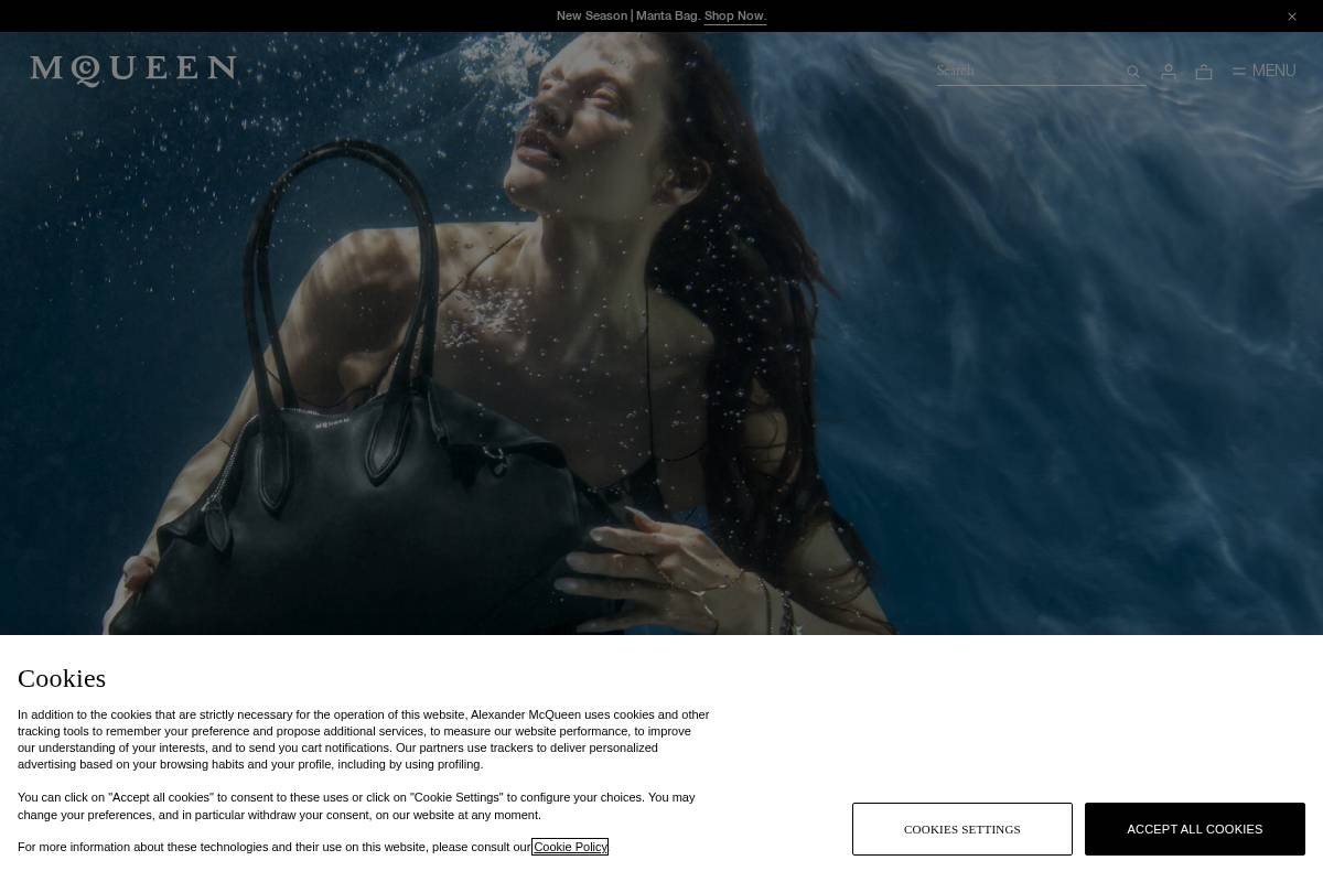 Alexander McQueen homepage screenshot