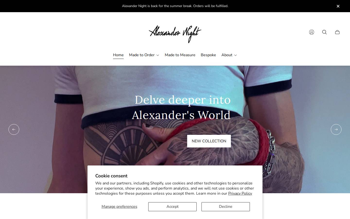 alexandernight.com homepage screenshot