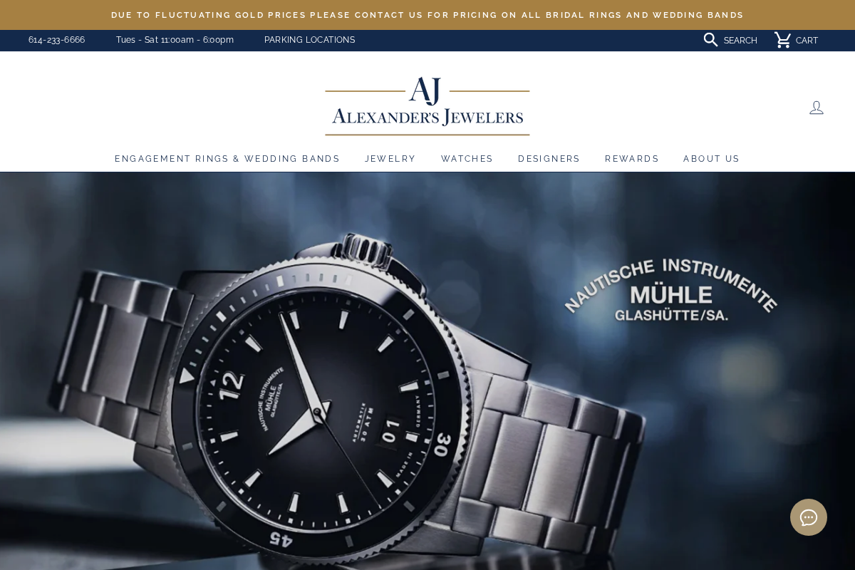 Alexander's Jewelers homepage screenshot
