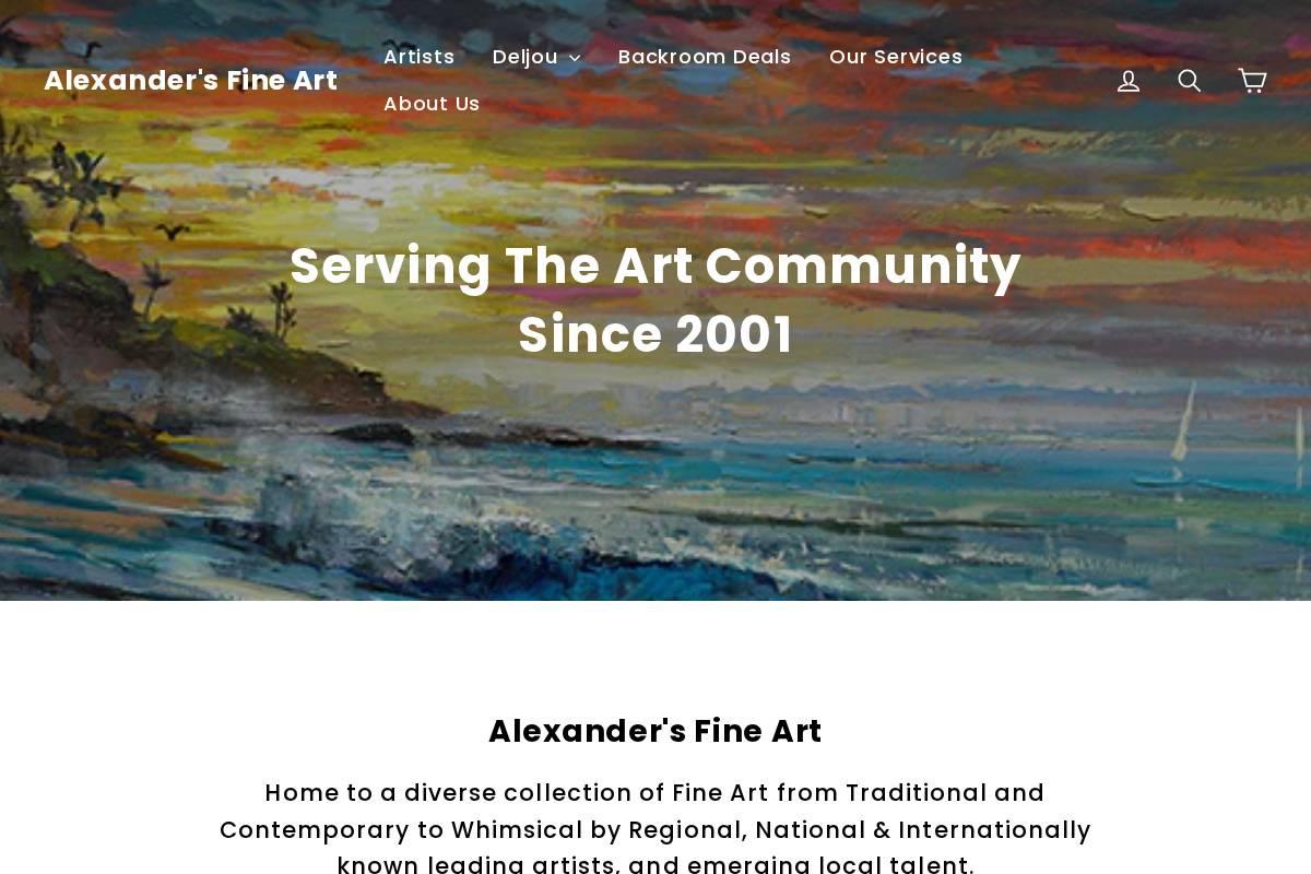 alexandersfineart.com homepage screenshot
