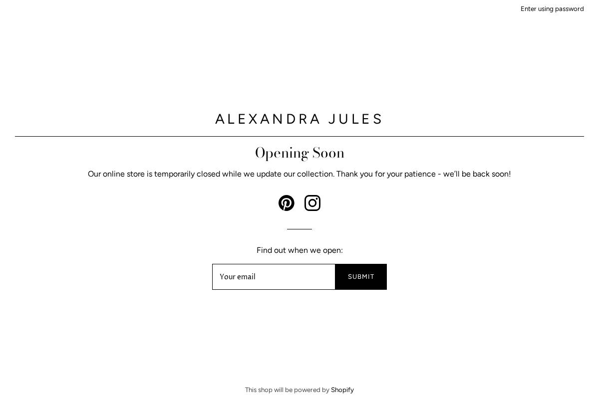alexandrajules.com homepage screenshot
