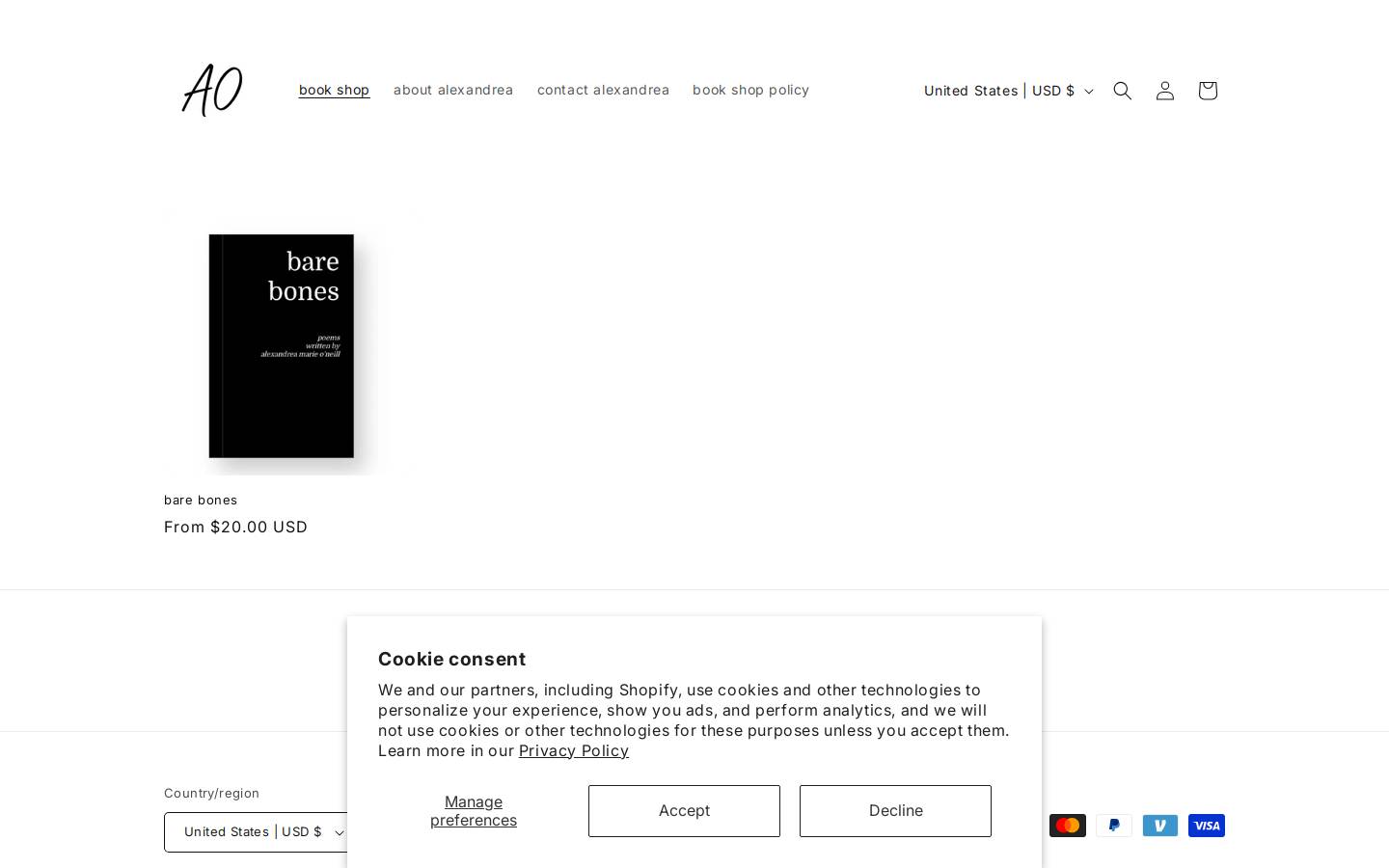 alexandreaoneill.com homepage screenshot