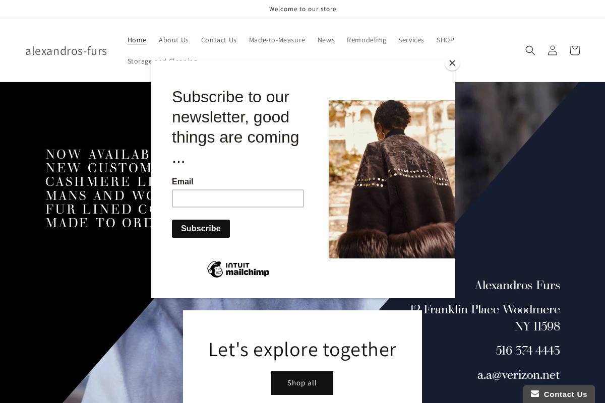alexandrosfurs.com homepage screenshot