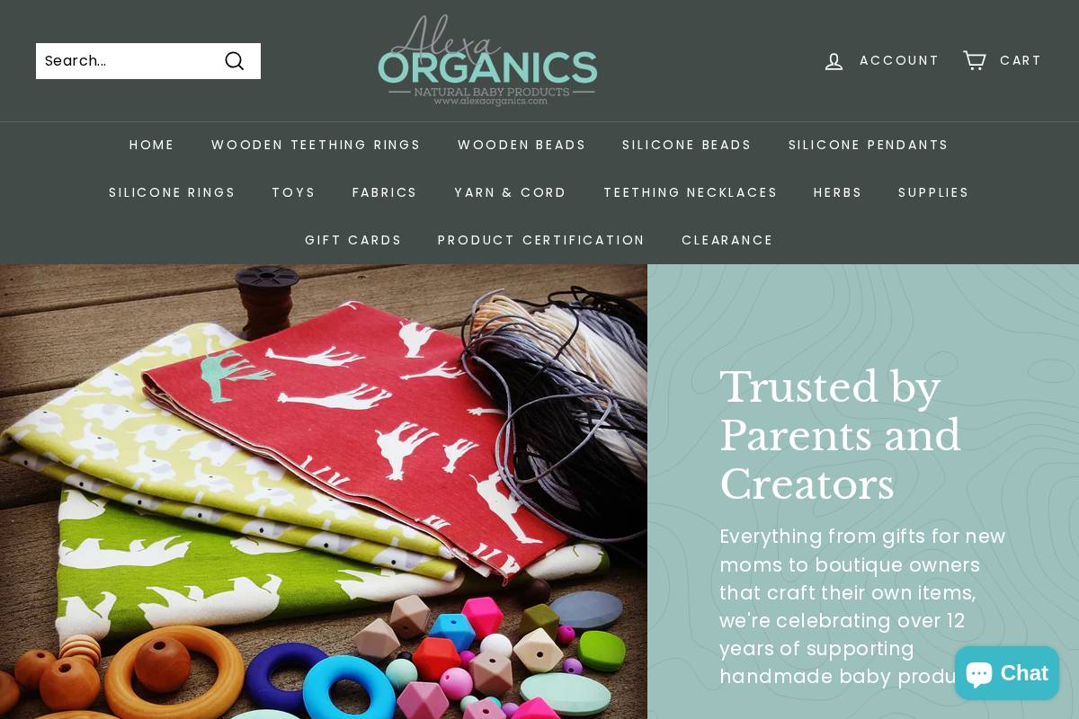 alexaorganics.com homepage screenshot