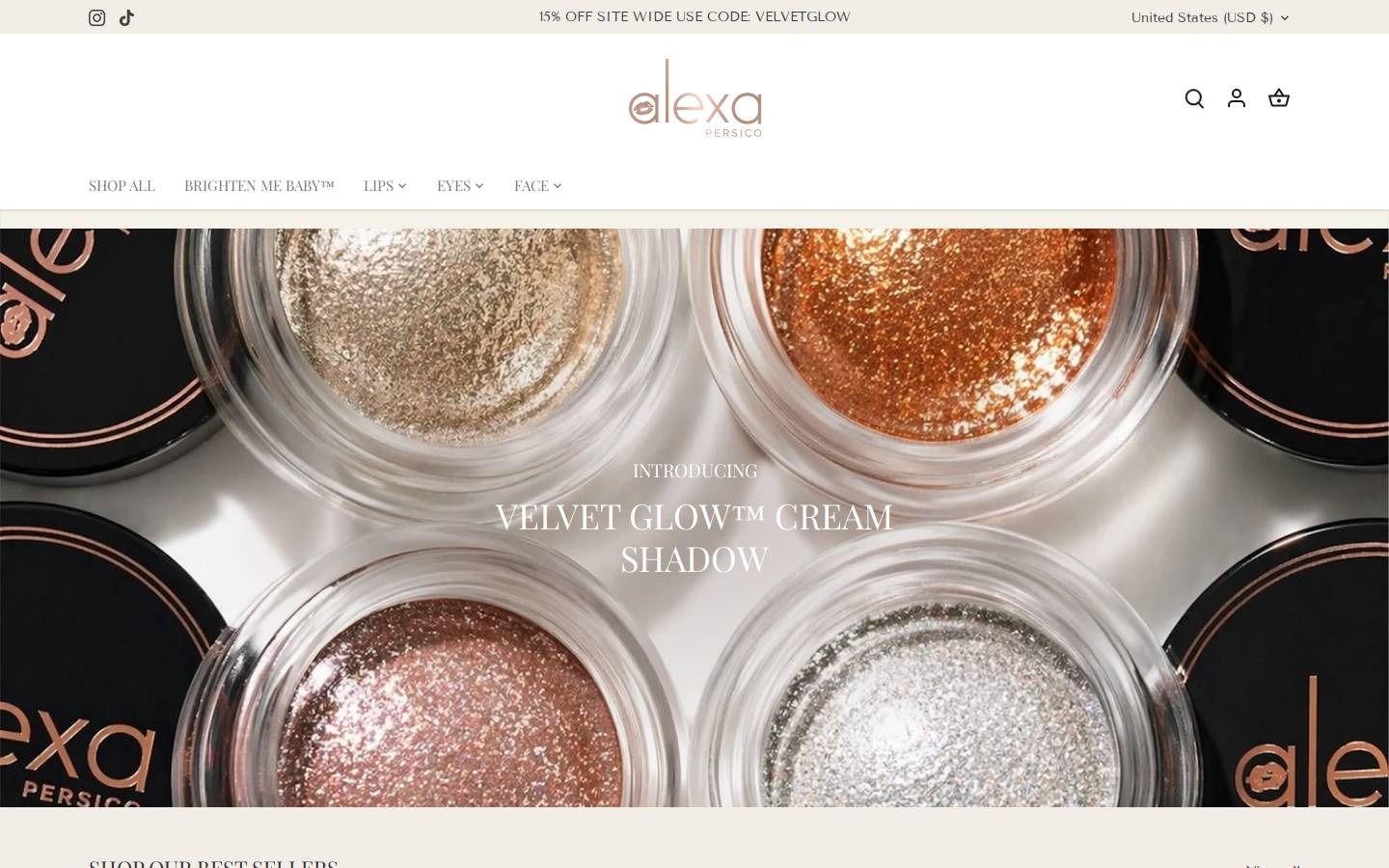 alexapersicocosmetics.com homepage screenshot